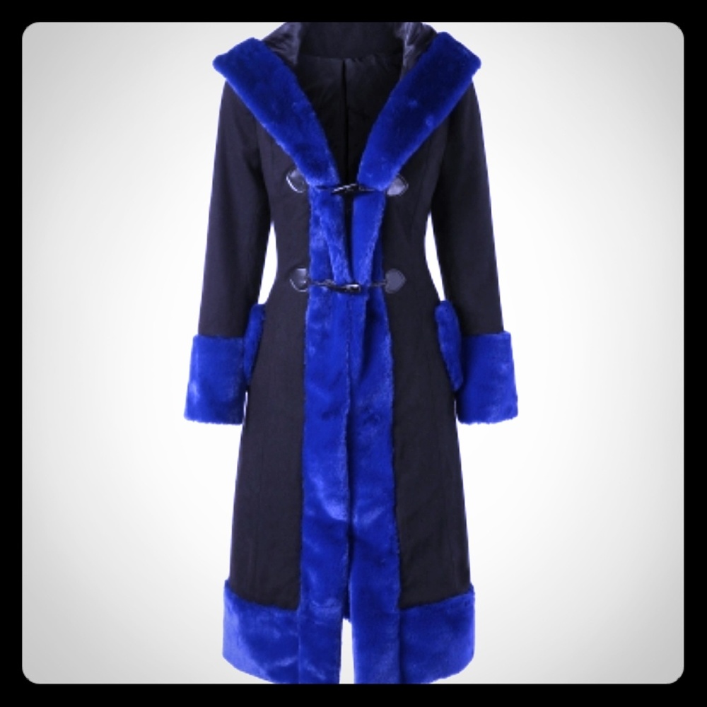 Royal Blue/Black Long Coat